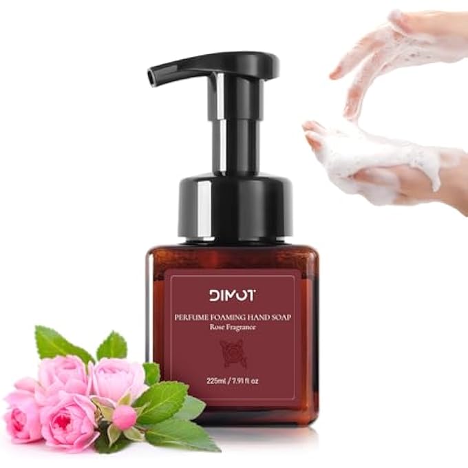 DIMOT FOAM HAND SOAP ROSE FRAGRANCE - GENTLE FOAM SOAP WITH HYALURONIC ACID & VITAMIN E, MILD FOAM MOUSSE FOR DAILY HAND WASH - 225 ML - Image 1